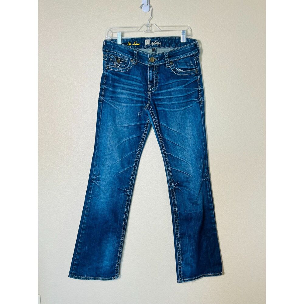 KUT from the Cloth So Low Rise Distressed Denim Jeans 10 Wide Leg Women Full